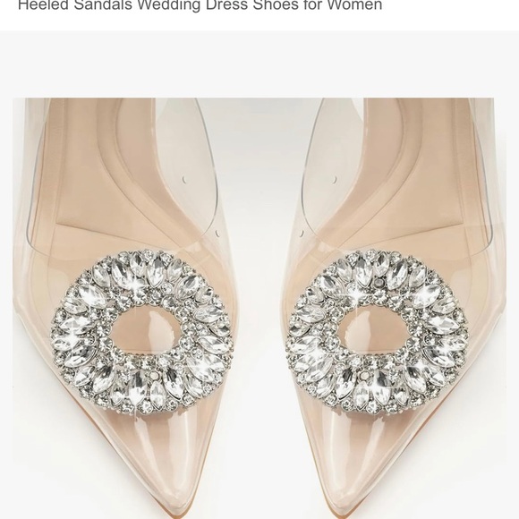 JENN ARDOR Slingback Pumps Pointed Closed Toe Transparent Heels - Picture 2 of 9